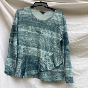 Lucky Brand green blue linen bohemian shirt, size medium